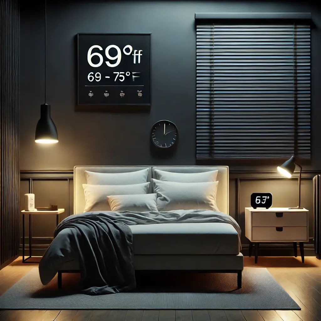 room set between 69°F and 75°F (21-24°C) for optimal comfort.